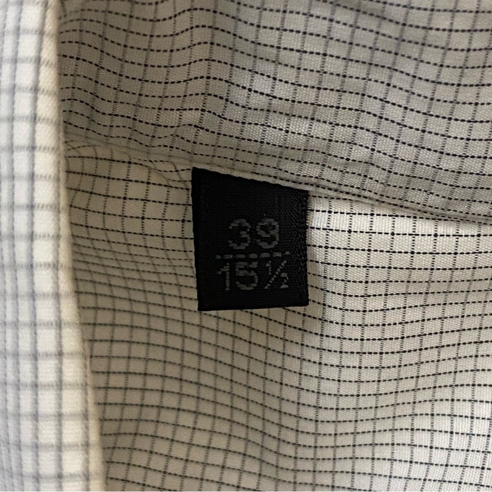 LANVIN cross checkered collared long sleeve dress shirt neck: 15.5 sleeve: 39 - Picture 7 of 13